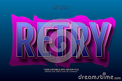 Retry editable text effect 3 dimension emboss modern style Vector Illustration
