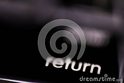 Return key on modern light gammer keyboard. Keyboard. Stock Photo