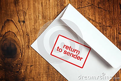 Return to sender stamp on envelope Stock Photo