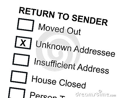 Return to sender concept about mail delivery Stock Photo