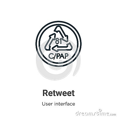 Retweet outline vector icon. Thin line black retweet icon, flat vector simple element illustration from editable user interface Vector Illustration