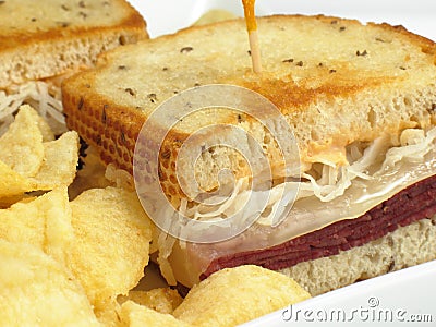 Reuben & Chips Stock Photo