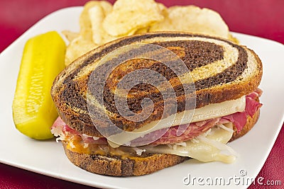 Reuben Chips Pickle Stock Photo