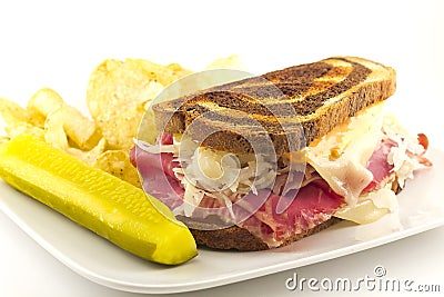 Reuben Chips Pickle Stock Photo