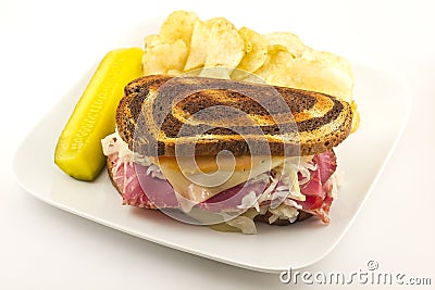 Reuben Chips Pickle Stock Photo