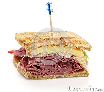 Reuben sandwich, pastrami sandwich Stock Photo