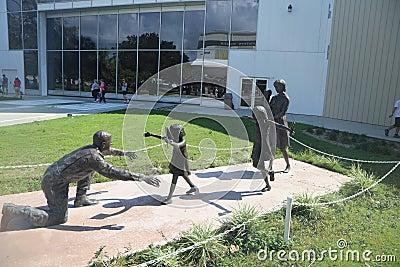 Reunion Statues at the Naval Aviation Museum Editorial Stock Photo