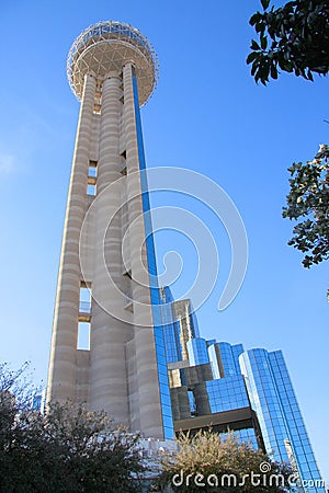 Reunion Tower in downtown of Dallas Stock Photo