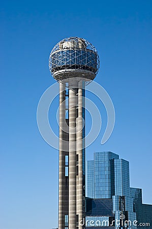 Reunion Tower in Downtown Dallas, Texas Stock Photo