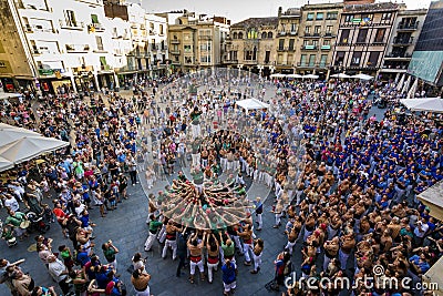 Reus, Spain - June 17, 2017: Castells Performance, Editorial Stock Photo