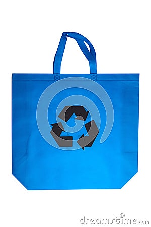Reusable blue viscose bag isolated on white background Stock Photo