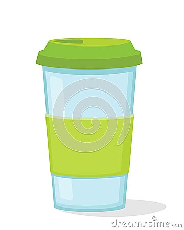 Reusable coffee cup eco friendly mug Vector Illustration