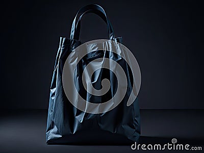 reusable fabric shopping bag ecofriendly on black background. ai generative Stock Photo