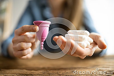 Reusable Sanitary Silicone Menstrual Cup Stock Photo