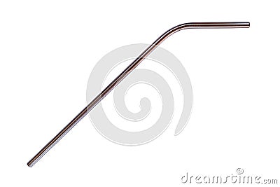 Reusable stainless steel straw tube isolated on white background. Stock Photo