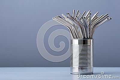 Reusable Steel Drinking Straw in Metallic Color Stock Photo