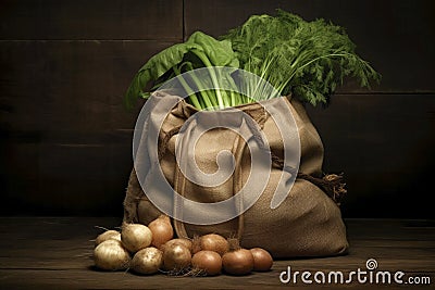 Reusable tote bag with local products Stock Photo