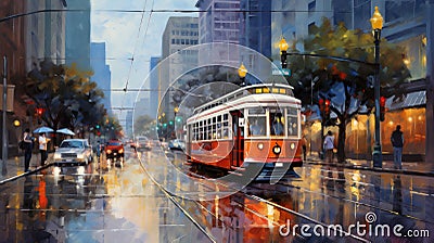 Urban Elegance: Impressionistic Panorama of Downtown San Francisco Stock Photo