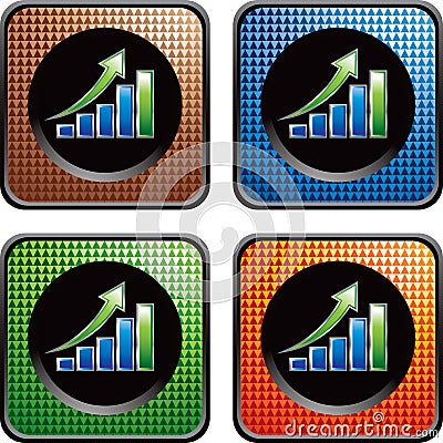 Revenue growth chart on checkered web buttons Vector Illustration