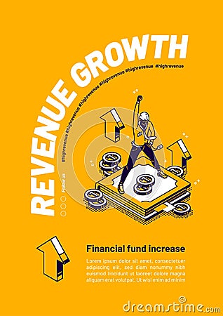 Revenue growth, financial fund increase poster Vector Illustration