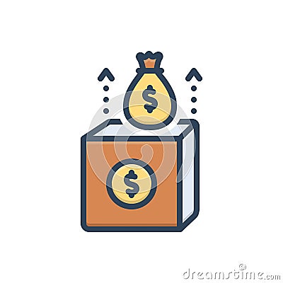 Color illustration icon for Revenue, income and proceeds Cartoon Illustration