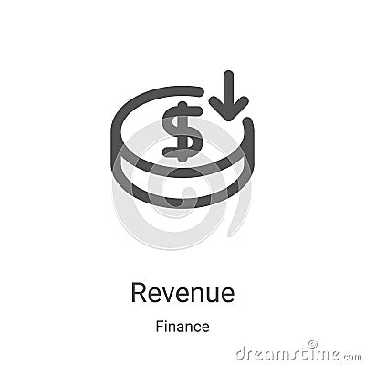 Revenue icon vector from finance collection. Thin line Revenue outline icon vector illustration. Linear symbol for use on web and Vector Illustration