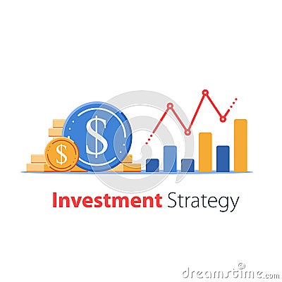 Revenue increase, high interest rate, income growth, budget profit, financial fund growth, raise capital Vector Illustration