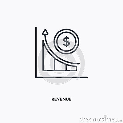 Revenue outline icon. Simple linear element illustration. Isolated line revenue icon on white background. Thin stroke sign can be Vector Illustration