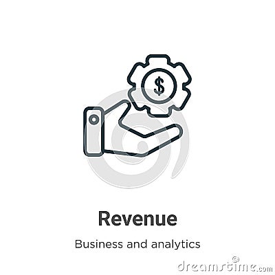 Revenue outline vector icon. Thin line black revenue icon, flat vector simple element illustration from editable business and Vector Illustration