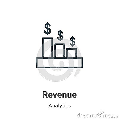 Revenue outline vector icon. Thin line black revenue icon, flat vector simple element illustration from editable business concept Vector Illustration