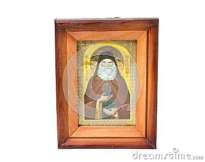 Reverend Ilya, an orthodox icon in a wooden frame Stock Photo