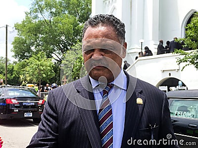 Reverend Jesse Jackson at funeral for Cynthia Hurd. Editorial Stock Photo