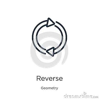 Reverse icon. Thin linear reverse outline icon isolated on white background from geometry collection. Line vector reverse sign, Vector Illustration