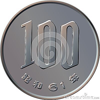 reverse Japanese one hundred Yen coin Vector Illustration