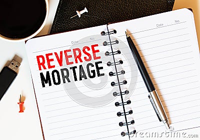 Reverse mortgage form on a table and money Stock Photo