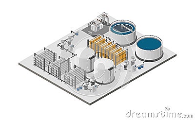 Reverse osmosis plants in isometric graphic Vector Illustration