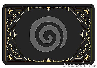 The reverse side of a tarot cards batch, frame with fancy pattern, esoteric and mystic border, sorcery Vector Illustration