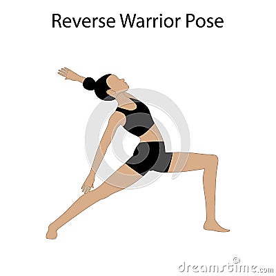 Reverse Warrior Pose Yoga Workout. Healthy lifestyle vector illustration Vector Illustration