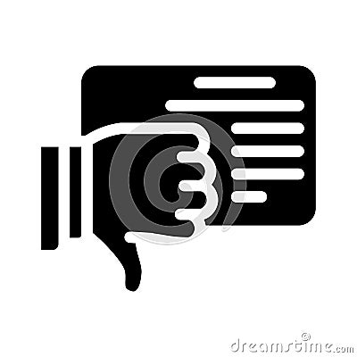 Review with dislike glyph icon vector illustration Vector Illustration