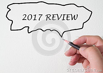 2017 Review by hand write Stock Photo