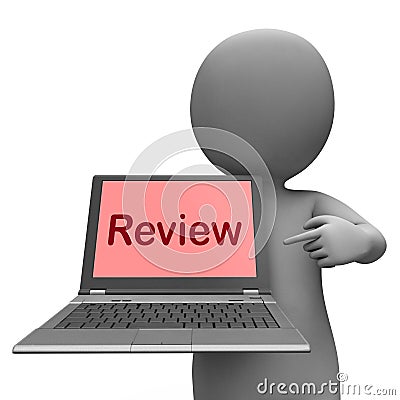 Review Laptop Means Check Evaluate Or Examine Stock Photo