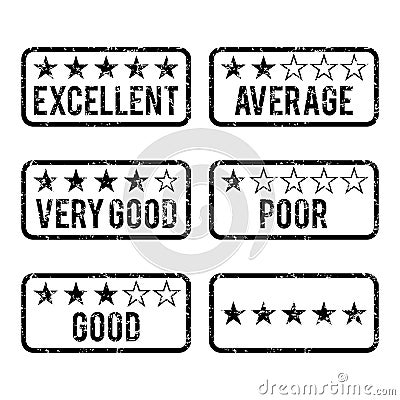 Review Rating Rubber Stamps Vector Illustration