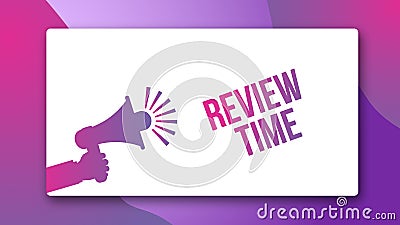 REVIEW TIME slogan megaphone modern look Stock Photo