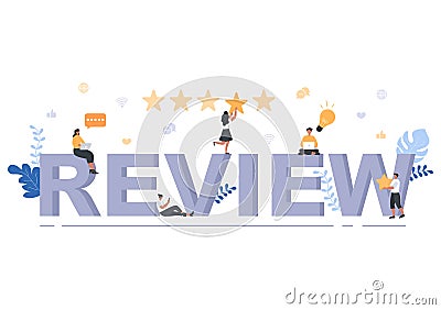 Review Vector Illustration Customer Giving Star with Good or Bad Rate From Feedback, Testimonial, Notification and User Experience Vector Illustration