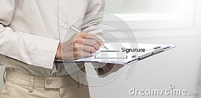 reviewing document approved new project and quality control in office Stock Photo