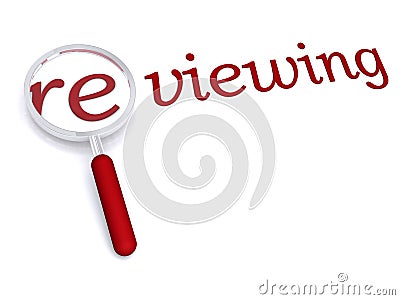 Reviewing with magnifying glass Stock Photo