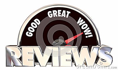 Reviews Feedback Ratings Good Great Wow Speedometer Stock Photo