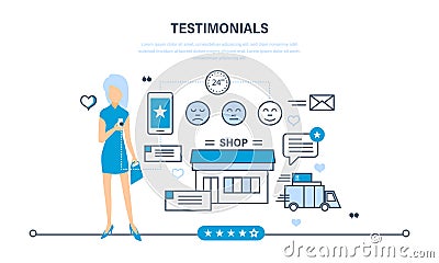 Reviews of job the store, ratings, , recomendations and comments. Vector Illustration