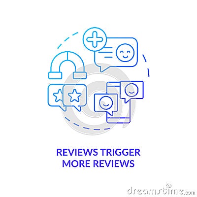Reviews trigger more reviews blue gradient concept icon Vector Illustration