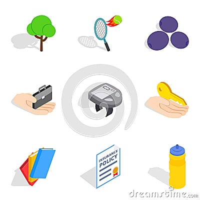 Revival icons set, isometric style Stock Photo